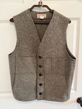 Filson Mackinaw Gray Wool Vest - Men's Button-Front size 44